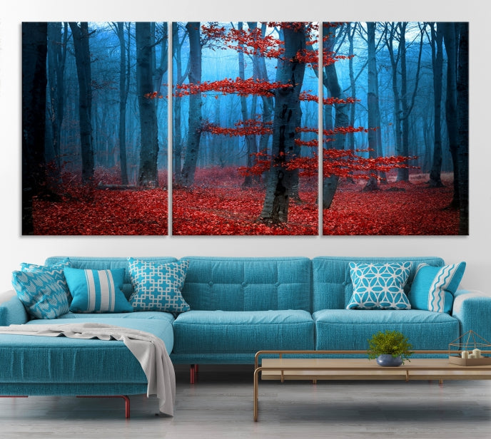 Blue Dark Forest Wall Art Canvas Print