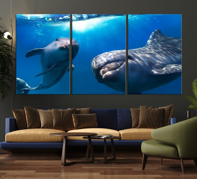 Dolphin and Ocean Life Wall Art Canvas Print
