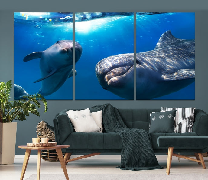 Art mural de dauphin sous l’eau Impression sur toile