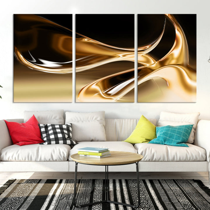 Liquid Glittered Luxury Gold Canvas Wall Art Print