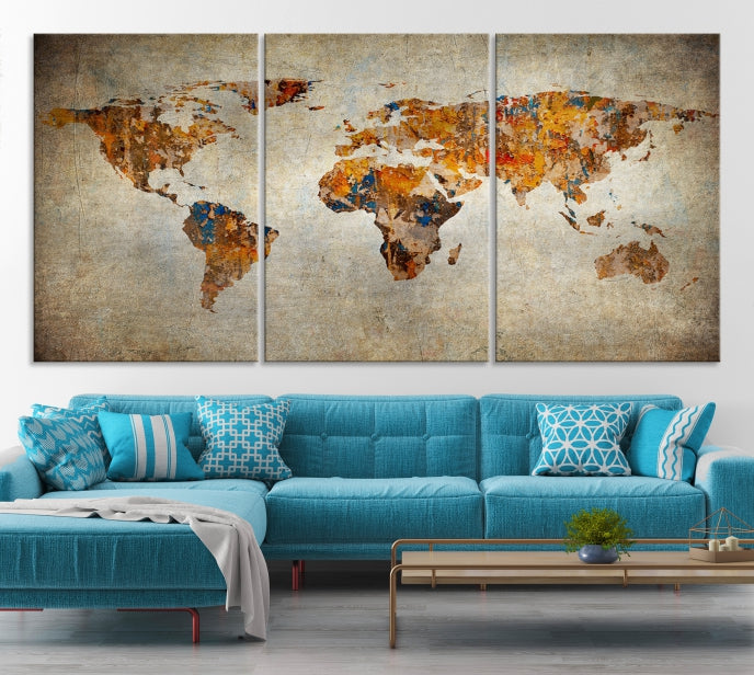 Carte du monde vintage Carte du monde Impression sur toile