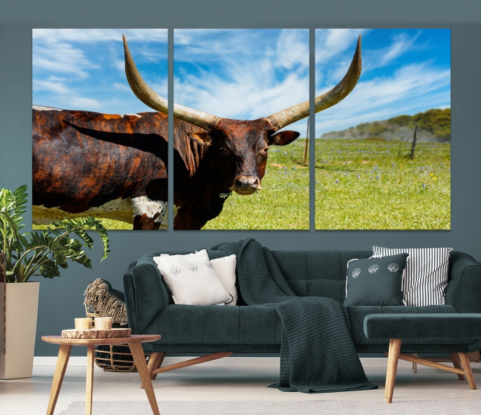 Texas Longhorn Vache Wall Art Animal Impression sur toile