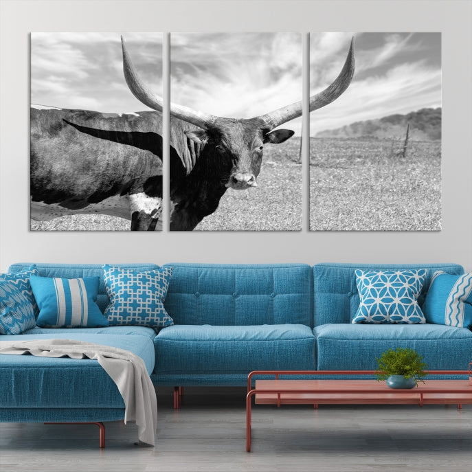 Cattle Wall Art Longhorn Cow Canvas Print