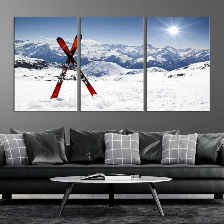 Impression sur toile d’art mural de montagne de neige, art mural de sport de snowboard