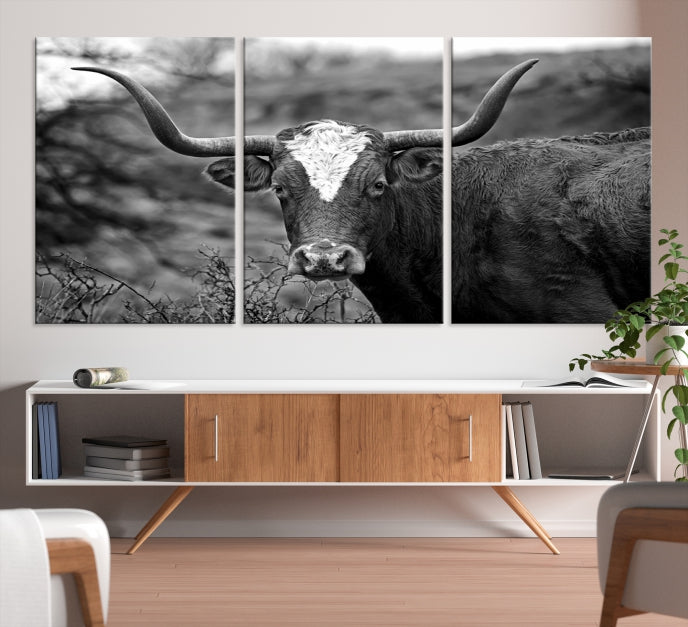 Lienzo decorativo para pared grande con vaca de Texas