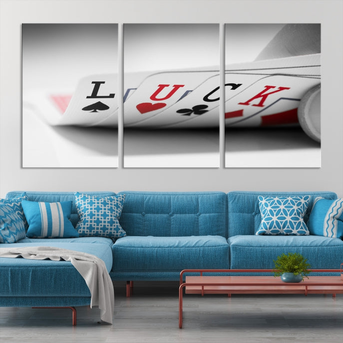 Lucky Poker Cards Wall Art Poker Game Canvas Print
