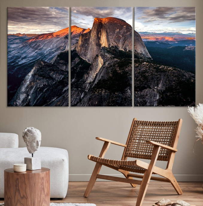 Half Dome Mountain Yosemite Impresión de lienzo de arte de pared grande - El Capitán
