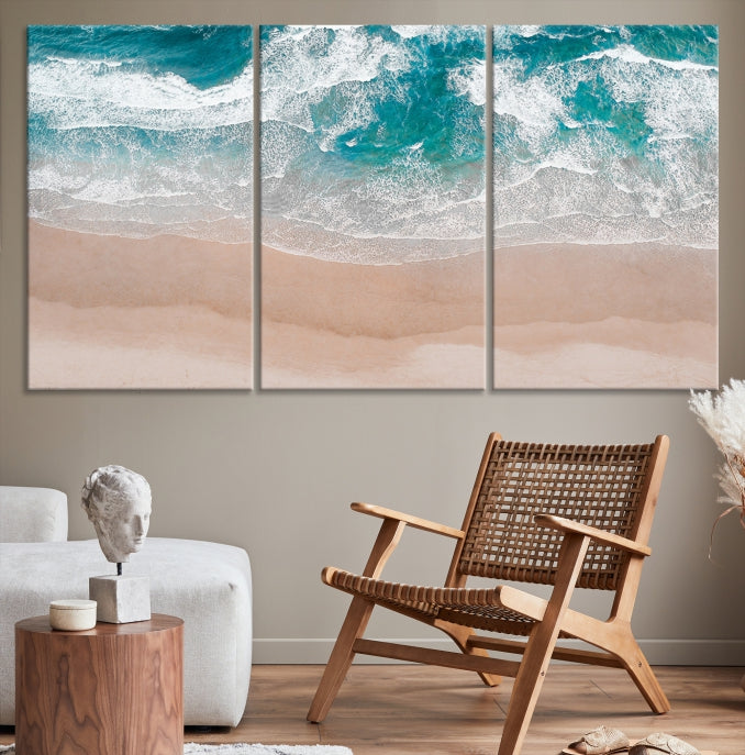 Lienzo decorativo para pared con mar y playa azul