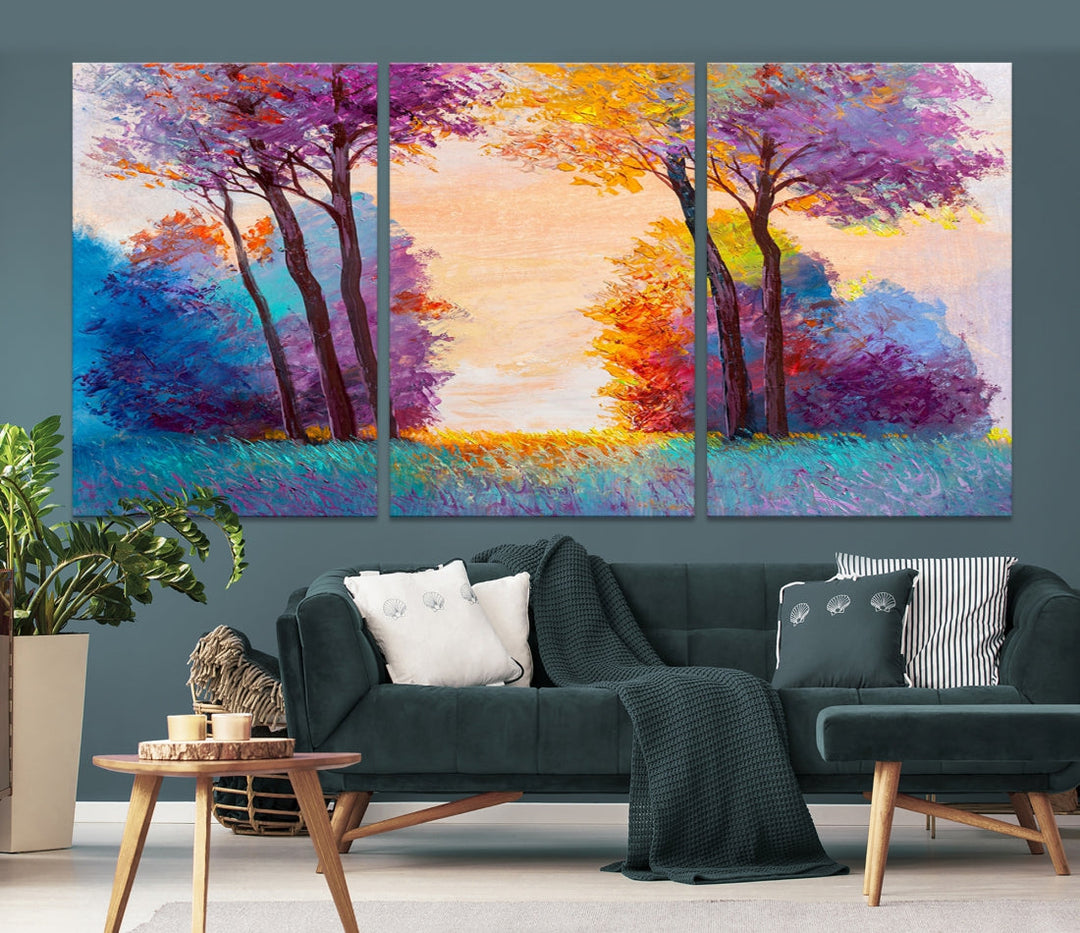 Arte de pared de árboles con efecto de pintura al óleo Lienzo