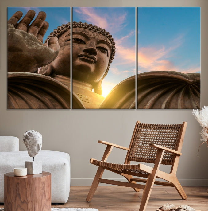 Buddha Statue and Daylight Wall Art Canvas Print