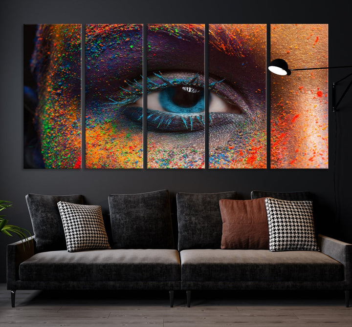 Lienzo con diseño de ojos coloridos para pared, diseño de varios paneles, enmarcado, original, de algodón, para paredes, impresión en lienzo grande, juego de 3 piezas