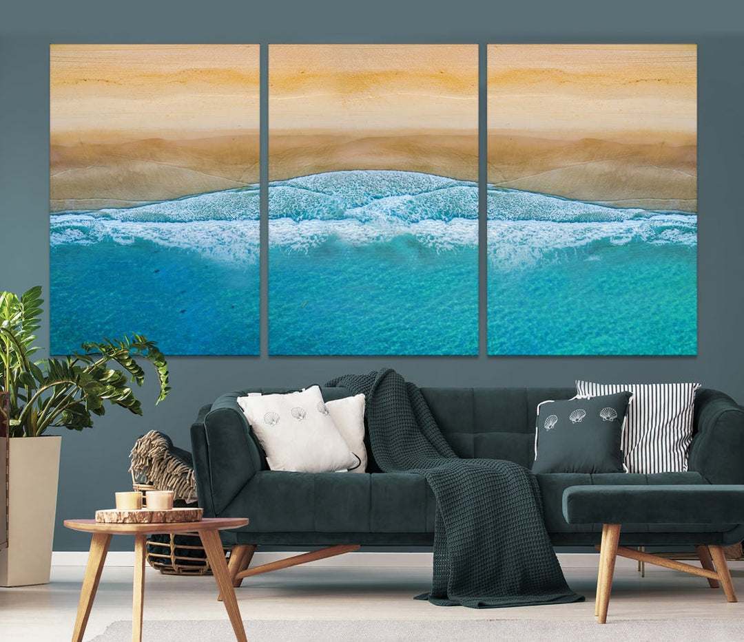 Ocean Aerial Beach Canvas Wall Art Print