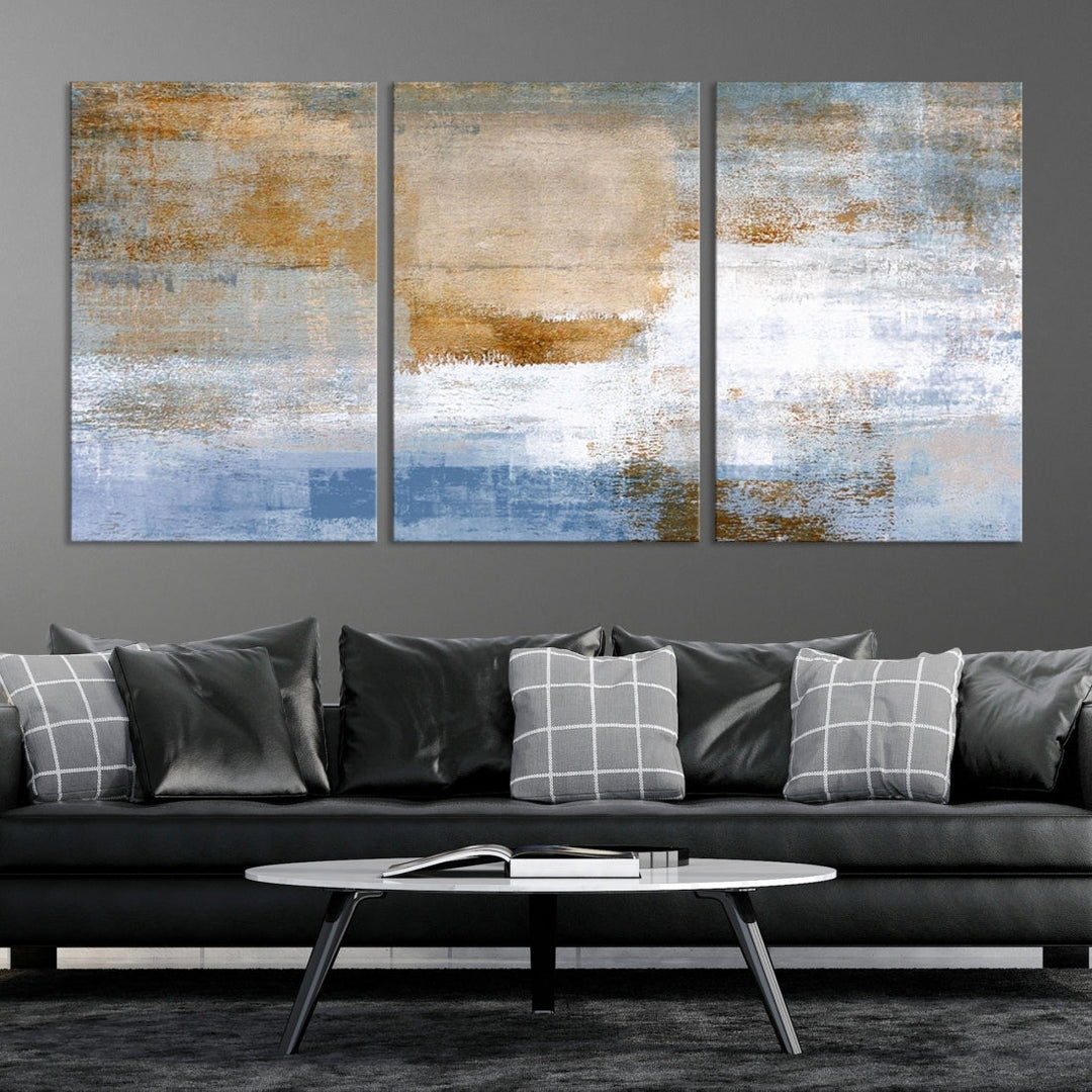 Blue Multi Panel Abstract Wall Art Canvas Print