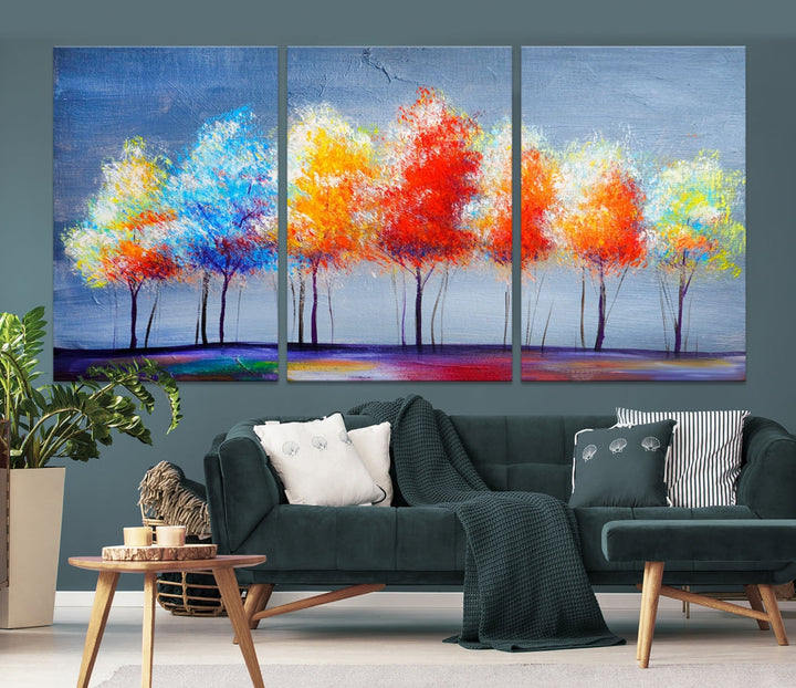 Arte abstracto de la pared de los árboles coloridos Lienzo