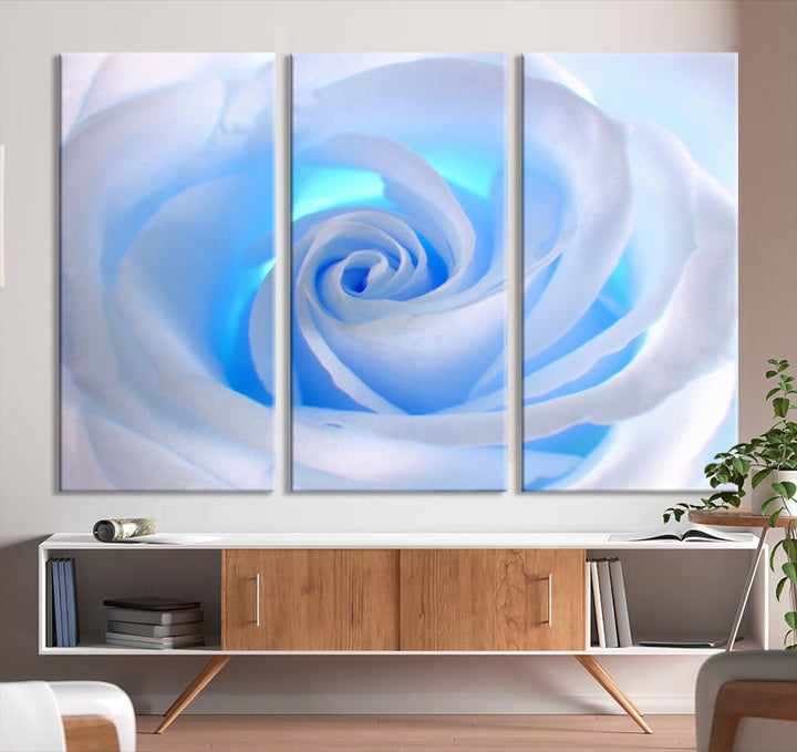 Blue Rose Wall Art Canvas Print