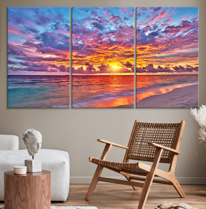 Colorful Sunset Seashore Wall Art Canvas Print