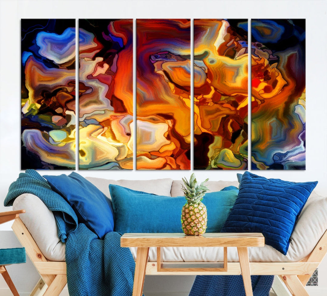 Flammes abstraites Toile Mur Art Impression Abstrait Marbre Art Impression Colorée Art