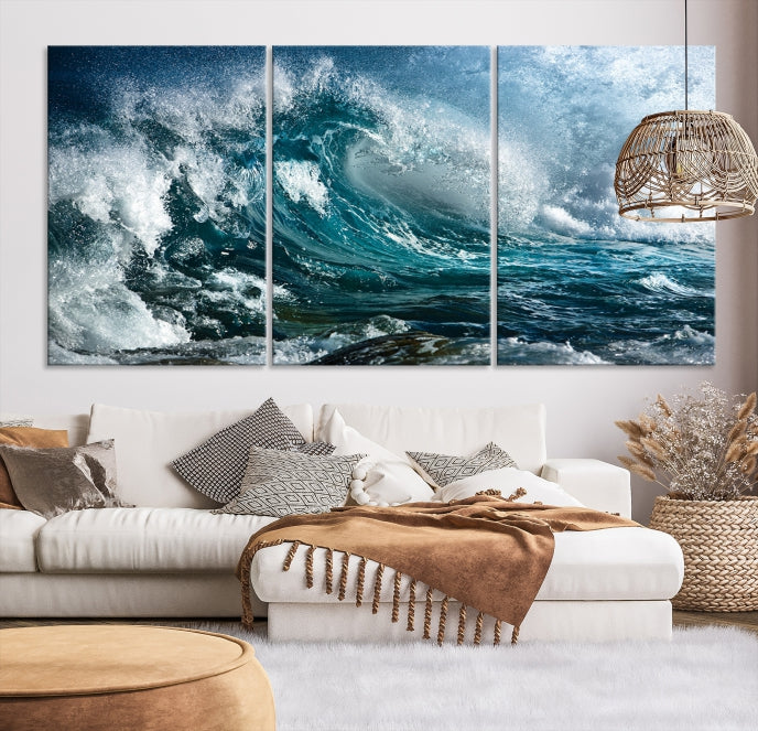 Surfing Wave Wall Art Canvas Print