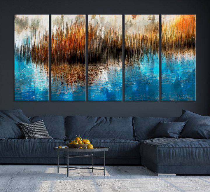 Paysage reposant Art abstrait lac impression sur toile Art mural