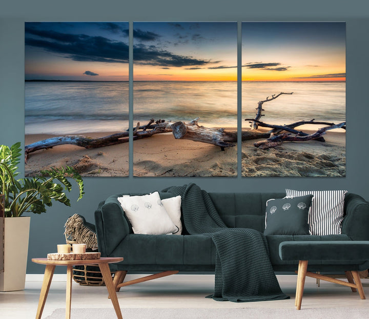 Ocean Sunset Beach Wall Art Canvas Print