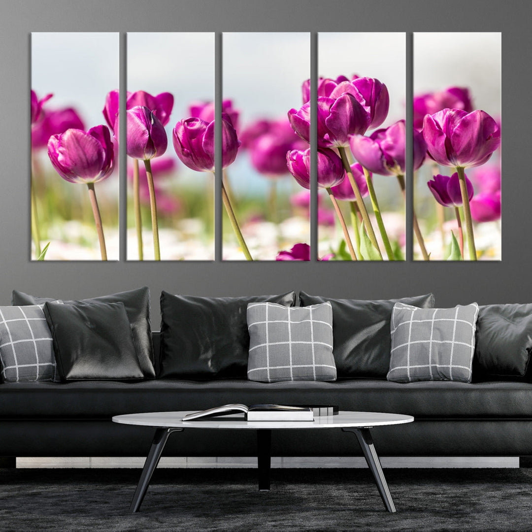 Purple Tulips Canvas Wall Art Print