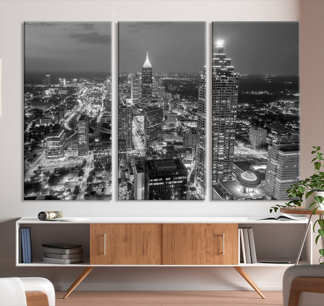 Large Atlanta City Skyline Wall Art Cityscape Canvas Print