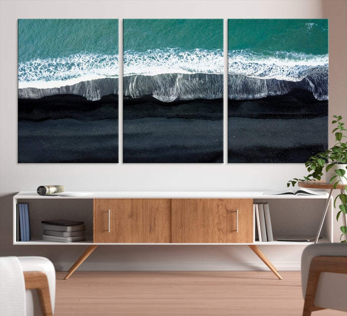 Impresión en lienzo de arte de pared grande aéreo del océano del mar verde