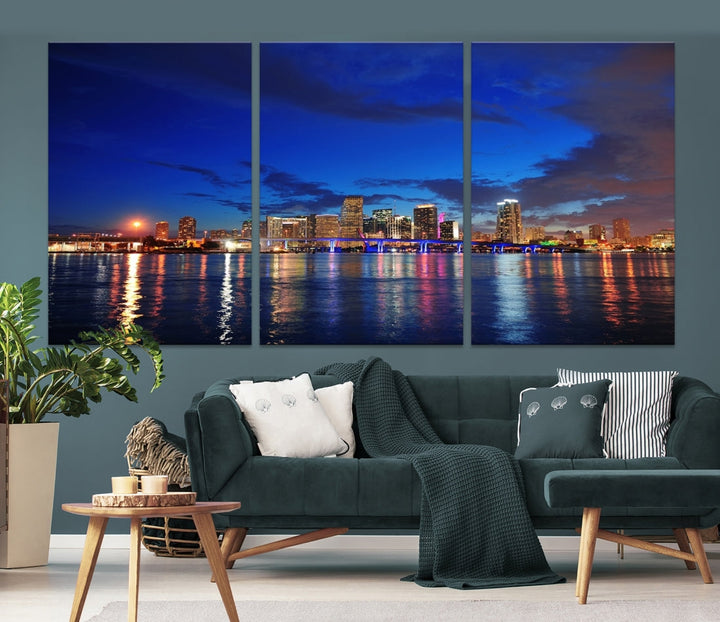 Wall Art MIAMI Canvas Print Miami City Skyline Panorama