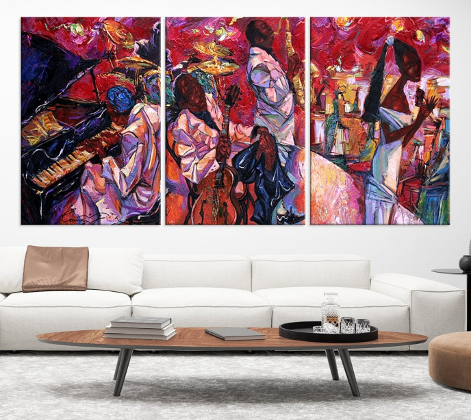 Impression sur toile d’art mural abstrait d’orchestre de jazz