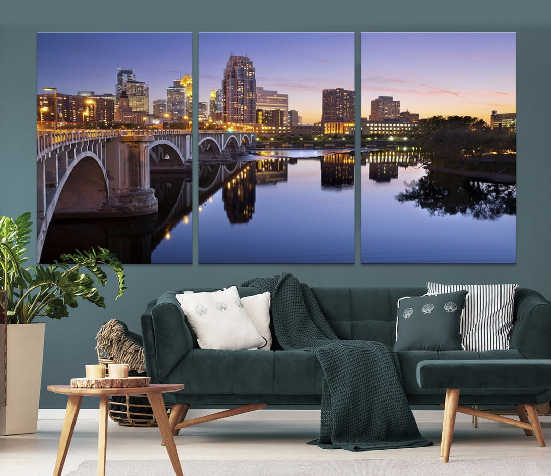 Impresión de lienzo de arte de pared de Minneapolis, impresión de arte de pared de la ciudad de Minnesota, arte de pared de paisajes urbanos de Minnesota