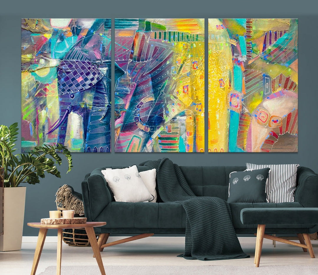 Arte abstracto de la pared del elefante Lienzo