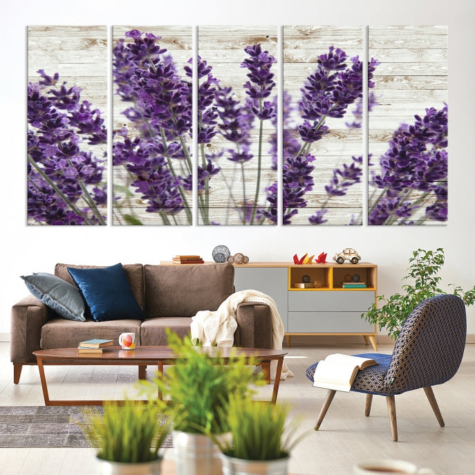 Impresión de flores de arte de pared de lienzo de lavanda grande