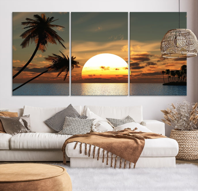 Sunset and Palms Wall Art Canvas Print