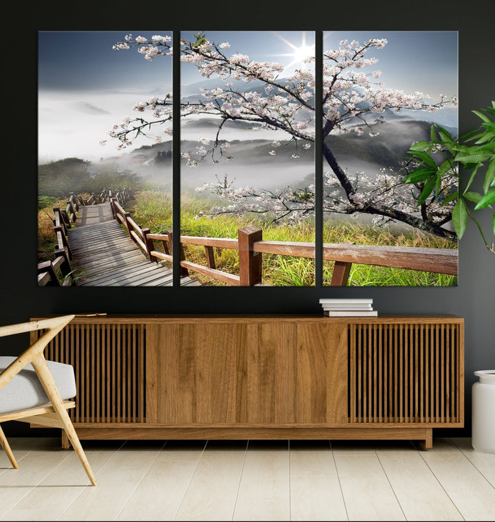 Impression sur toile Sakura Blossom, impression d'art mural de montagne