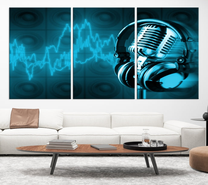 Music and Microphone Wall Art Canvas Print