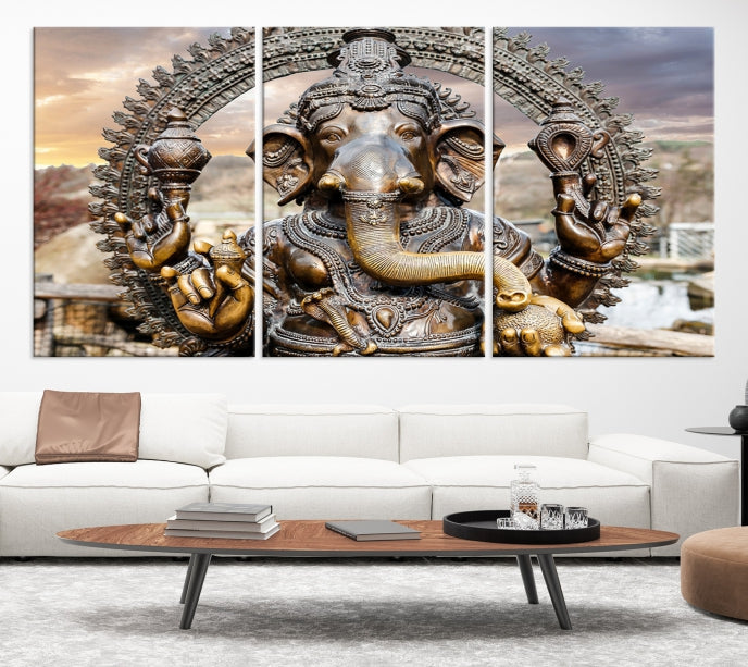 Statue du dieu éléphant hindou Ganesha Wall Art Impression sur toile