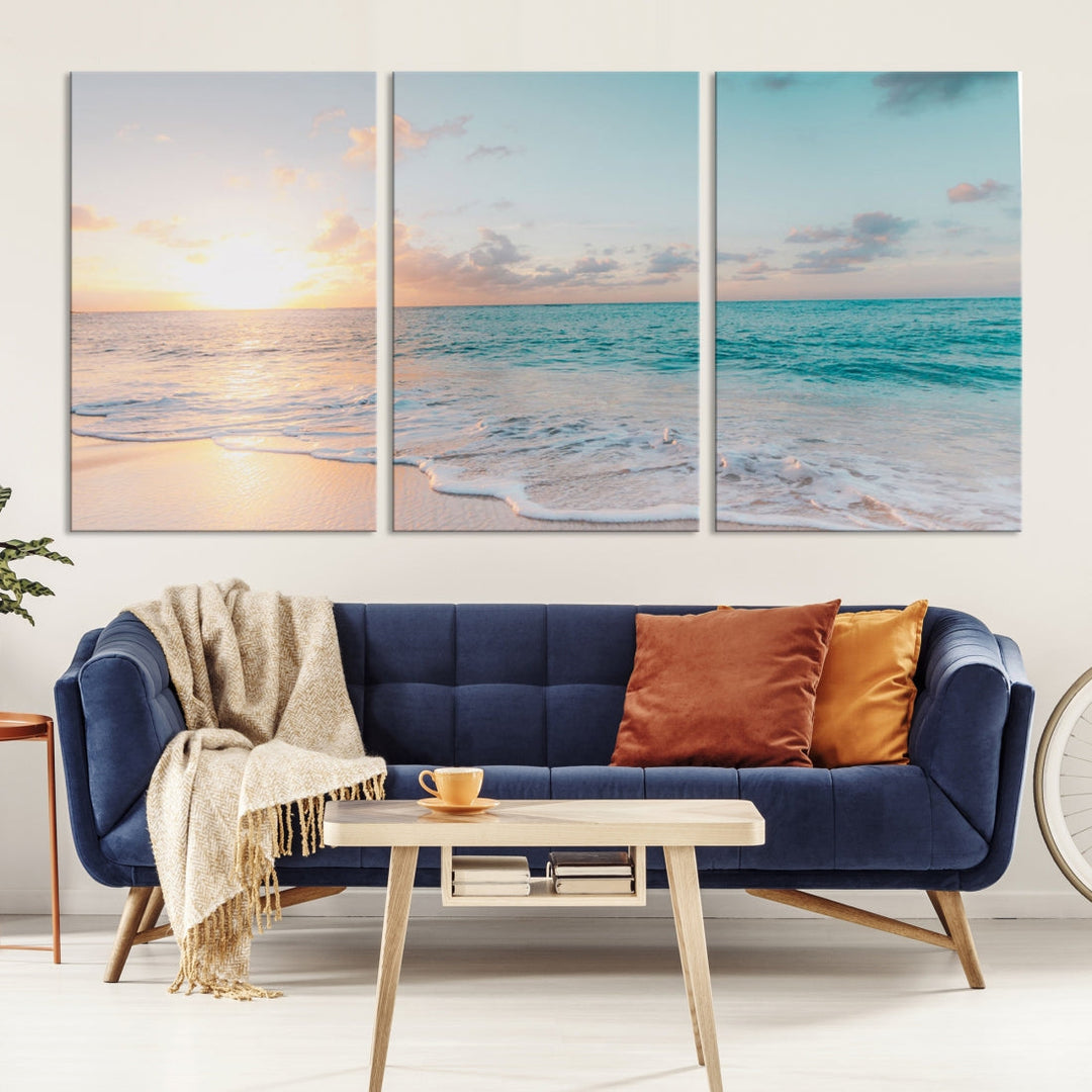 Arte de la pared de Sunset Beach Art Ocean Vibes Lienzo