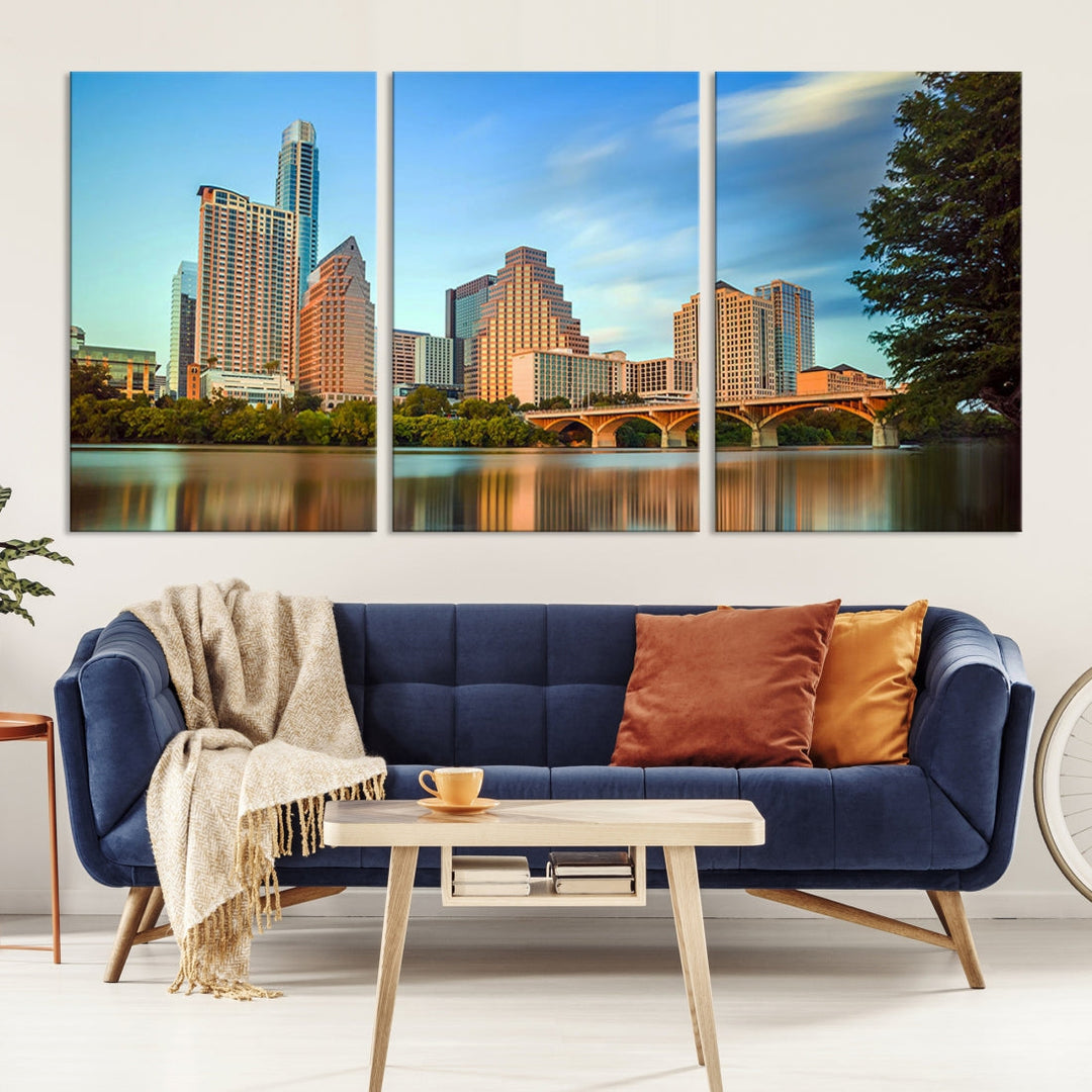 Austin City Morning Blue Skyline Cityscape View Wall Art Impression sur toile