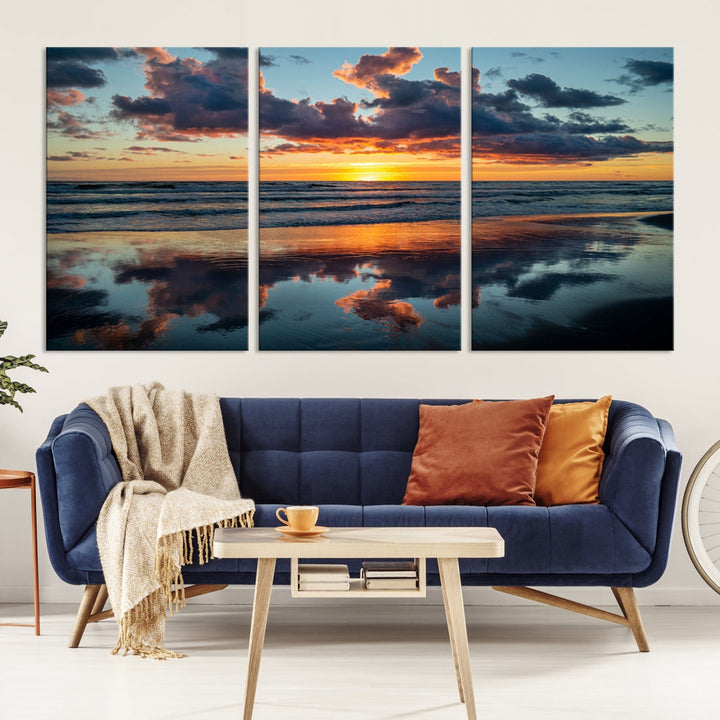 Cloudy Weather At The Beach Wall Art Canvas Print
