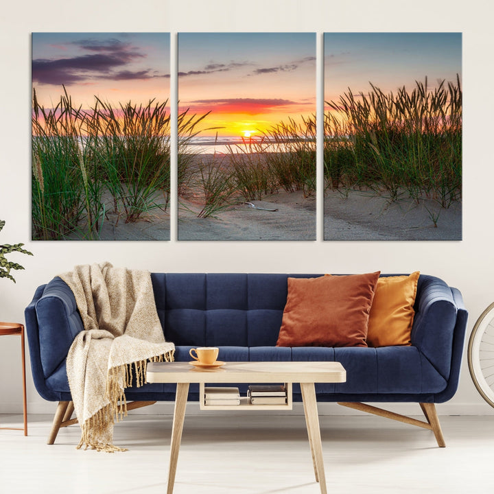 Sunset Coastal Beach Wall Art Canvas Print