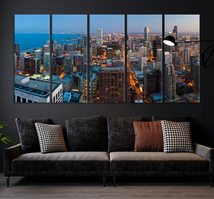 Chicago Night Skyline Wall Art City Cityscape