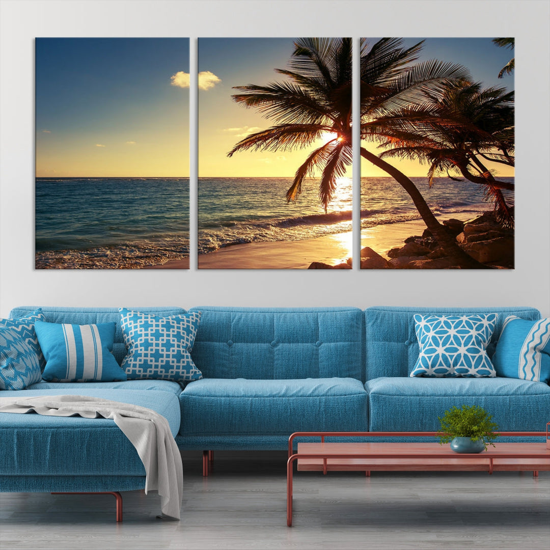 Sunset Palm Trees Wall Art Canvas Print