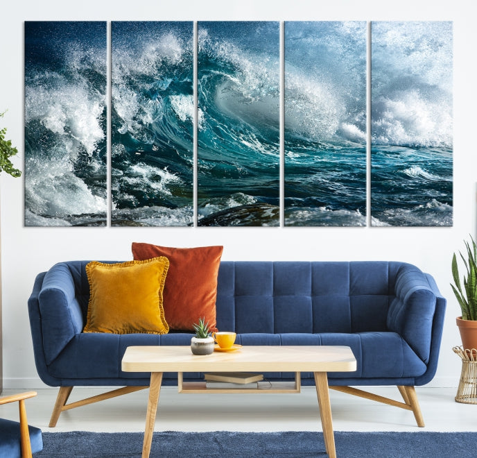Lienzo decorativo para pared grande con olas de surf
