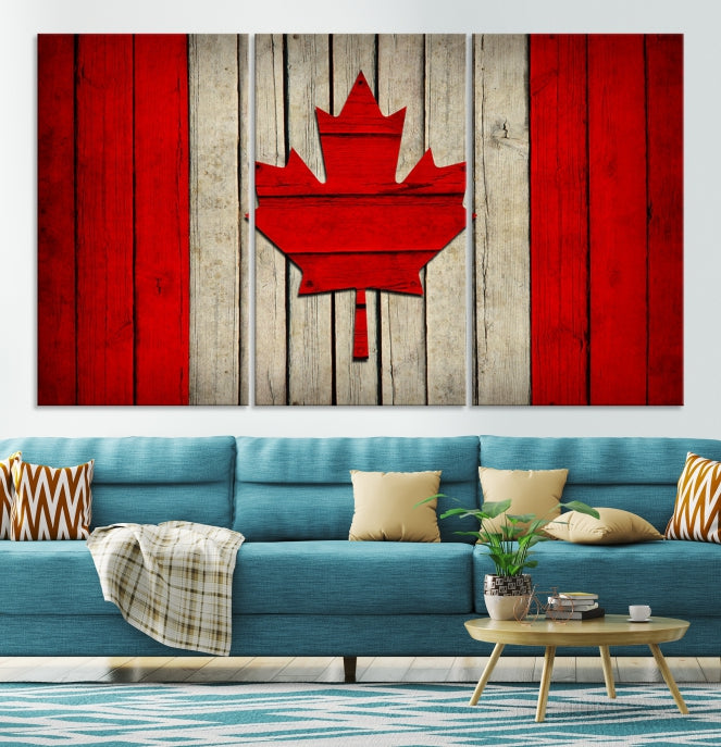 Impresión de lienzo de bandera de Canadá de arte de pared grande, impresión de lienzo de bandera de acuarela de Canadá, impresión de lienzo de bandera de Canadá de arte de pared grande XXL moderno