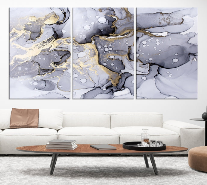 Impression d’art mural sur toile abstraite à effet fluide en marbre gris