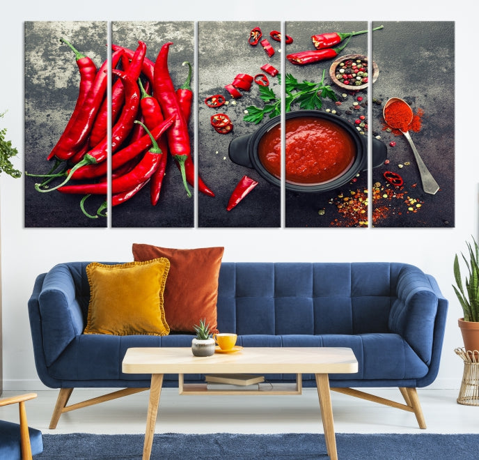 Red Pepper Kitchen and Restaurant Wall Wall Art Canvas Print