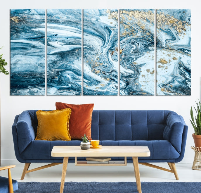 Blue Marble Fluid Effect Wall Art Canvas Wall Art Print