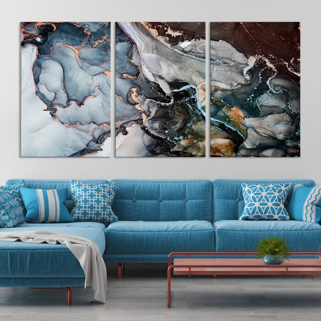 Impresión en lienzo de arte de pared de mármol abstracto moderno para decoración de sala de estar, hogar y oficina