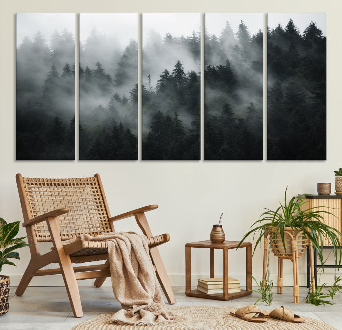 Dark Forest and Foggy Wall Art Canvas Print