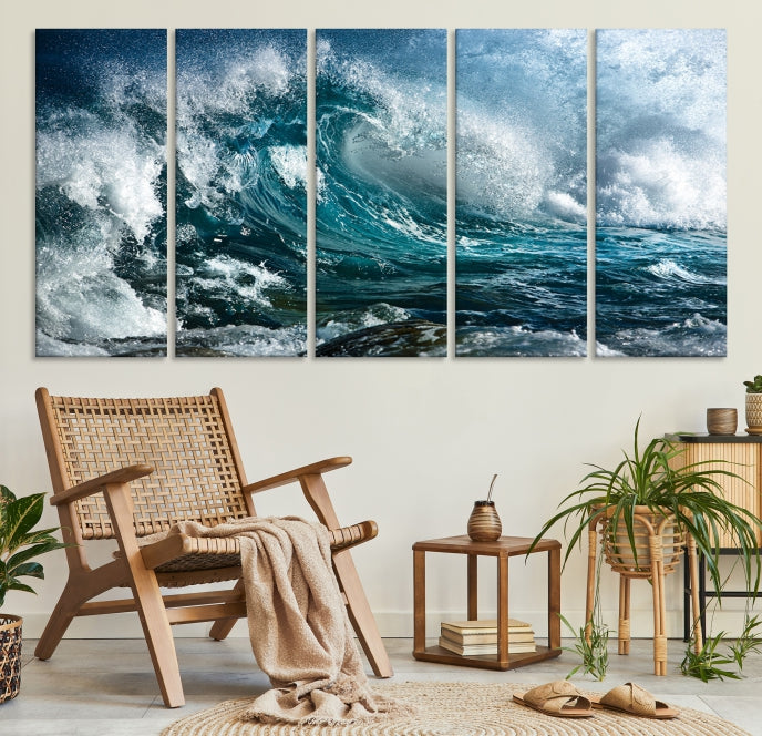 Surfing Wave Wall Art Canvas Print